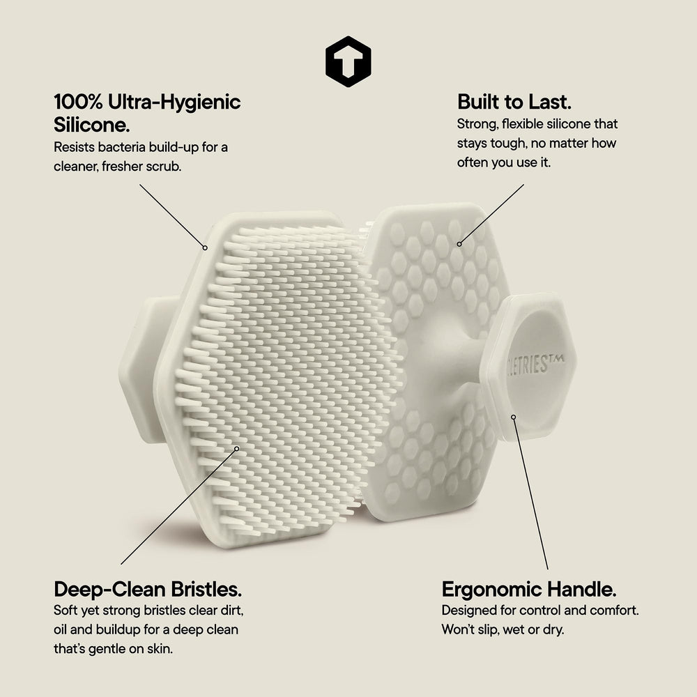 TOOLETRIES Face Scrubber open silicone bristles ready for your face wash routine.