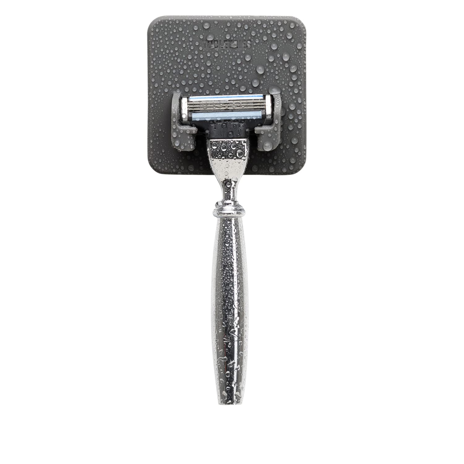 TOOLETRIES Mason Razor Holder front view shows secure silicone grip on a bathroom surface