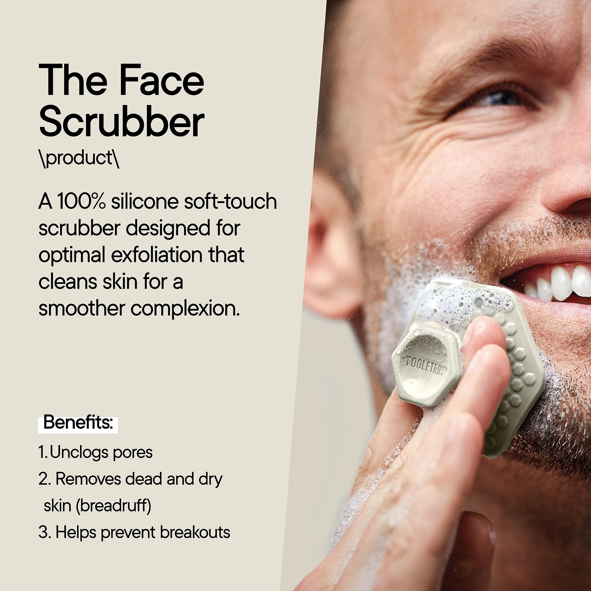 TOOLETRIES Men's Face Scrubber is gift-ready for stocking stuffers.
