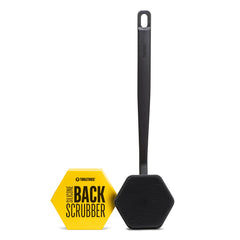 TOOLETRIES silicone back scrubber with ergonomic handle for easy reach.