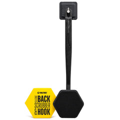 Tooletries silicone back scrubber handle offers extended reach for hard-to-reach areas.