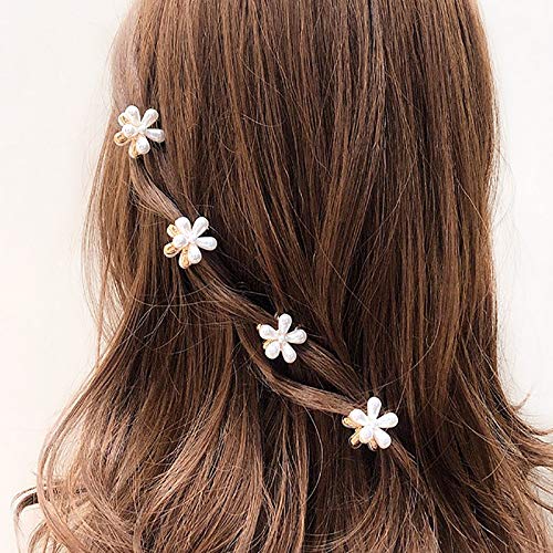 Toolzeen mini pearl hair barrettes size 0.83 inch suitable for small to medium hair