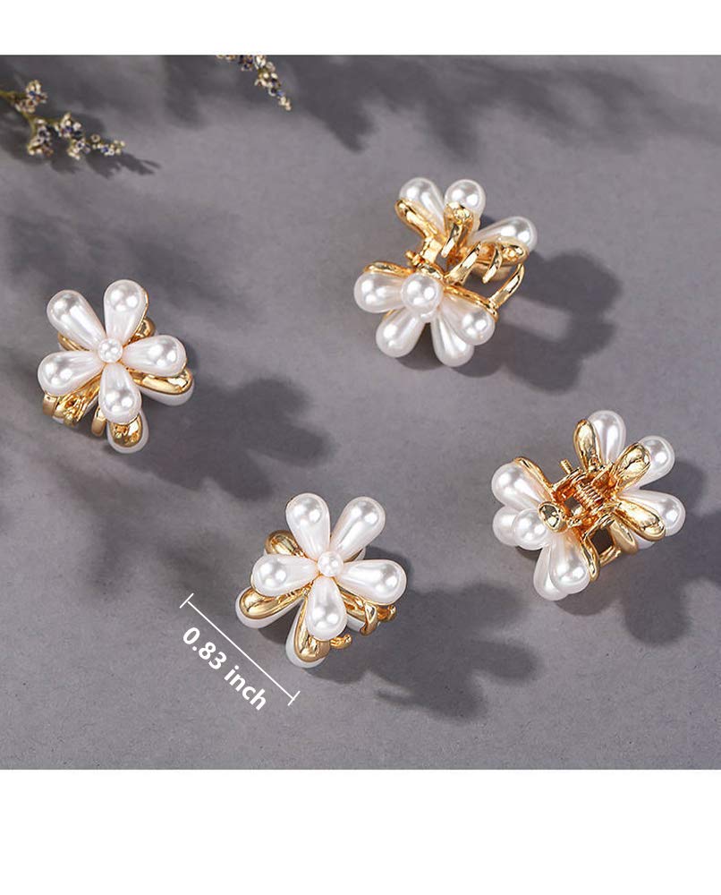 Toolzeen mini pearl hair barrettes wedding look with gold tone shine