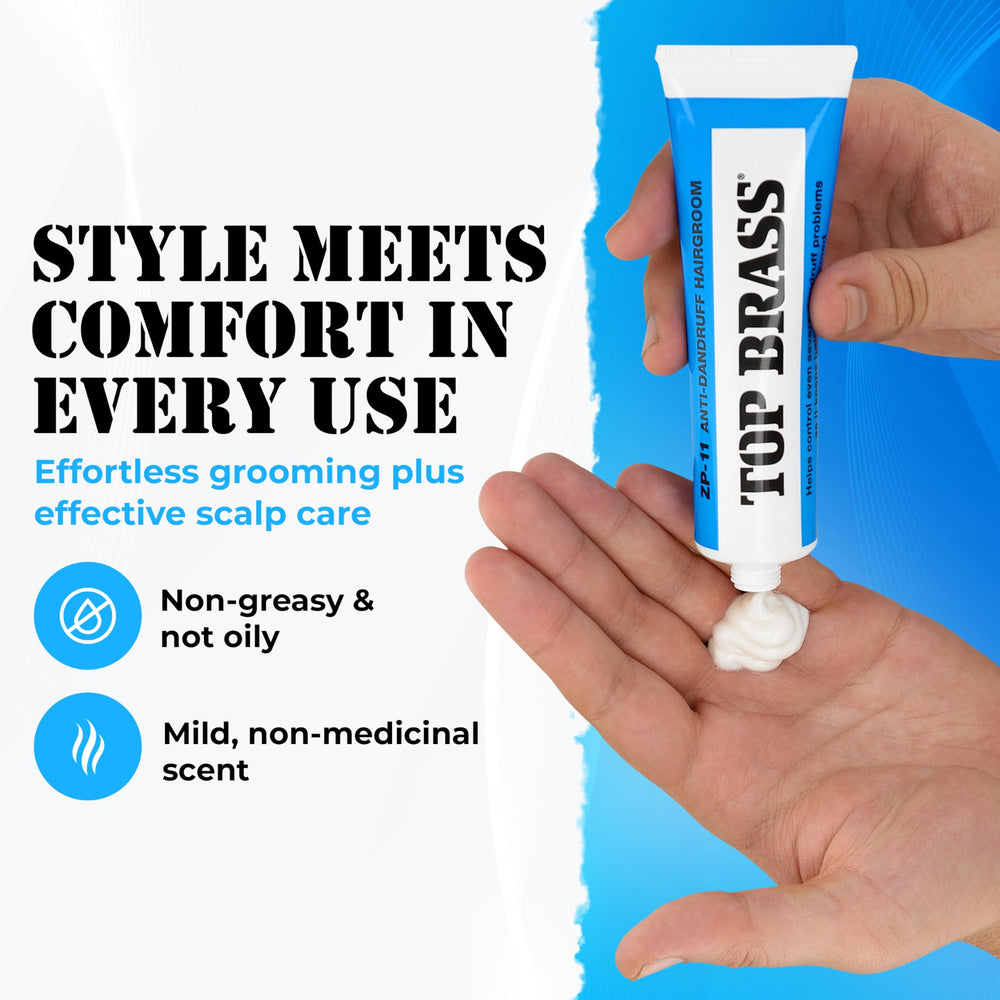 Top Brass packaging close-up highlights a mild unobtrusive scent