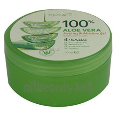 Top Face Aloe Vera Gel jar 300g highlighting pure hydration for calm skin.