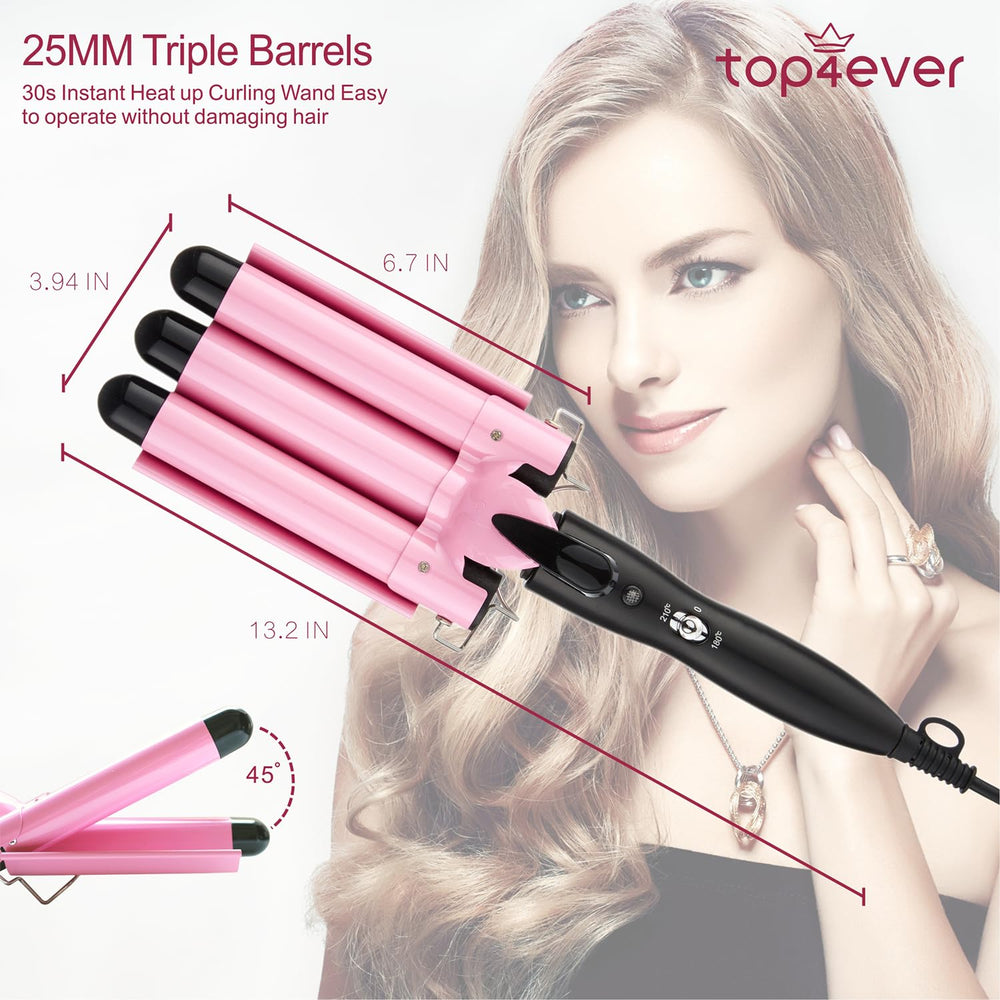 TOP4EVER triple-barrel ceramic coating delivers frizz-free soft waves