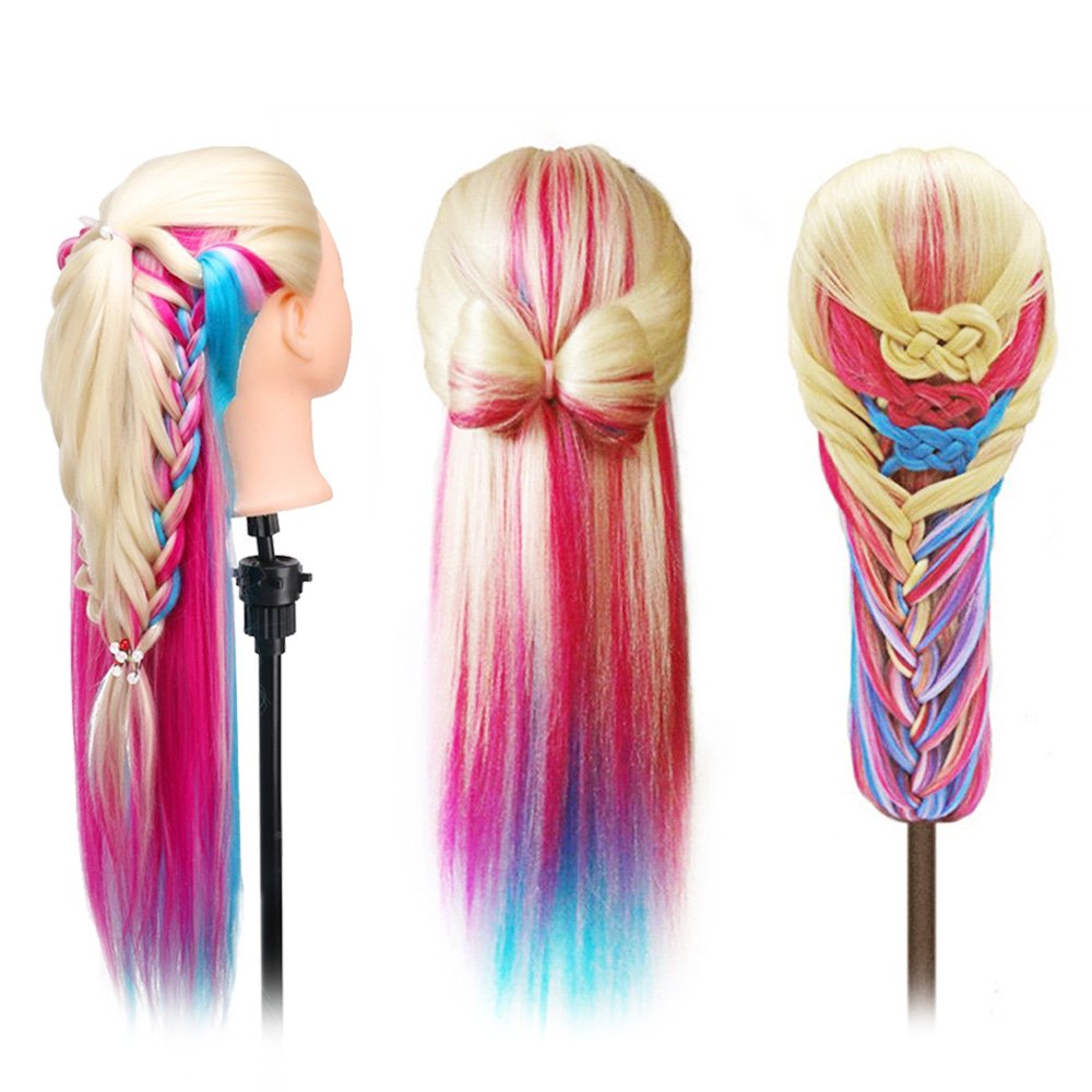 TopDirect colorful hair side view emphasizes length and texture for styling.
