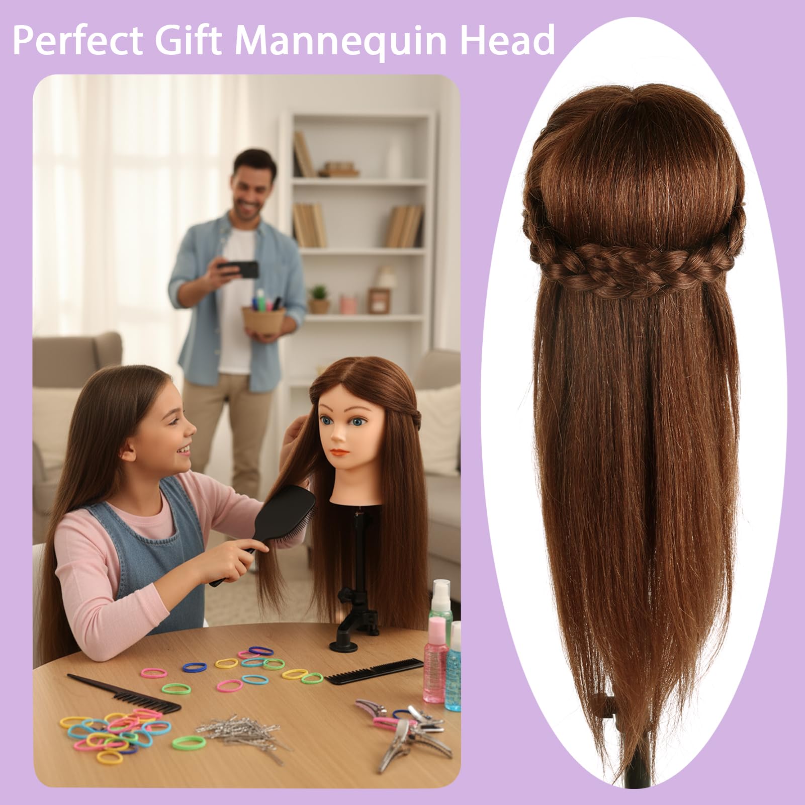 TopDirect 18in multi-function hair-dressing head supports dyeing and styling.