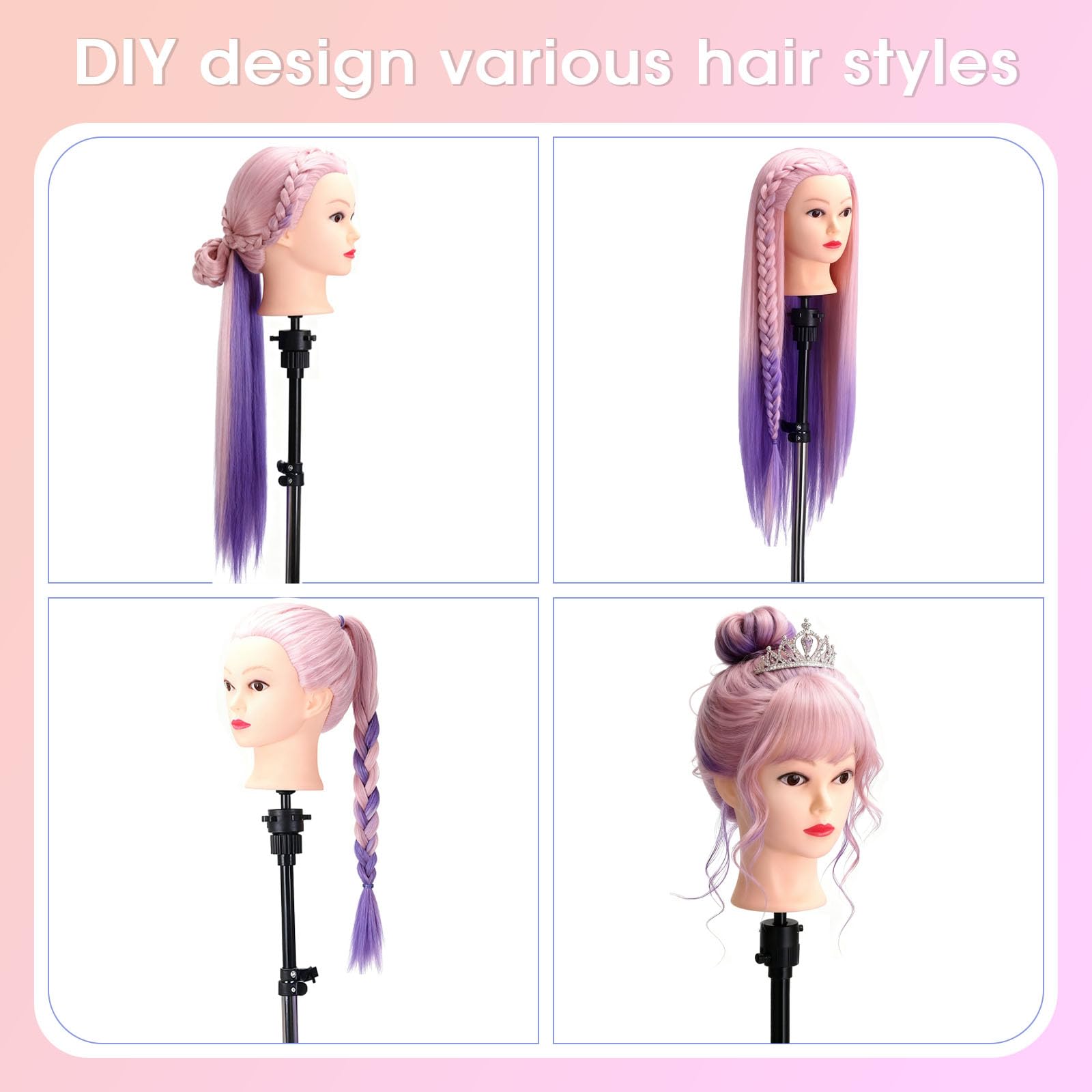 TopDirect mannequin head with clamp holder enables stable styling practice.