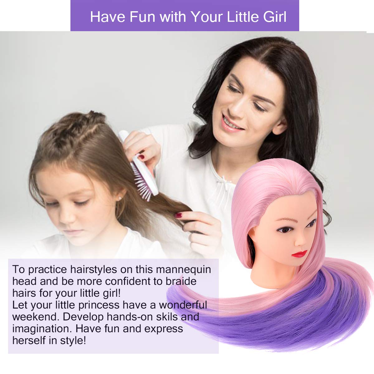 TopDirect pink purple styling head showcases vibrant color styling practice.