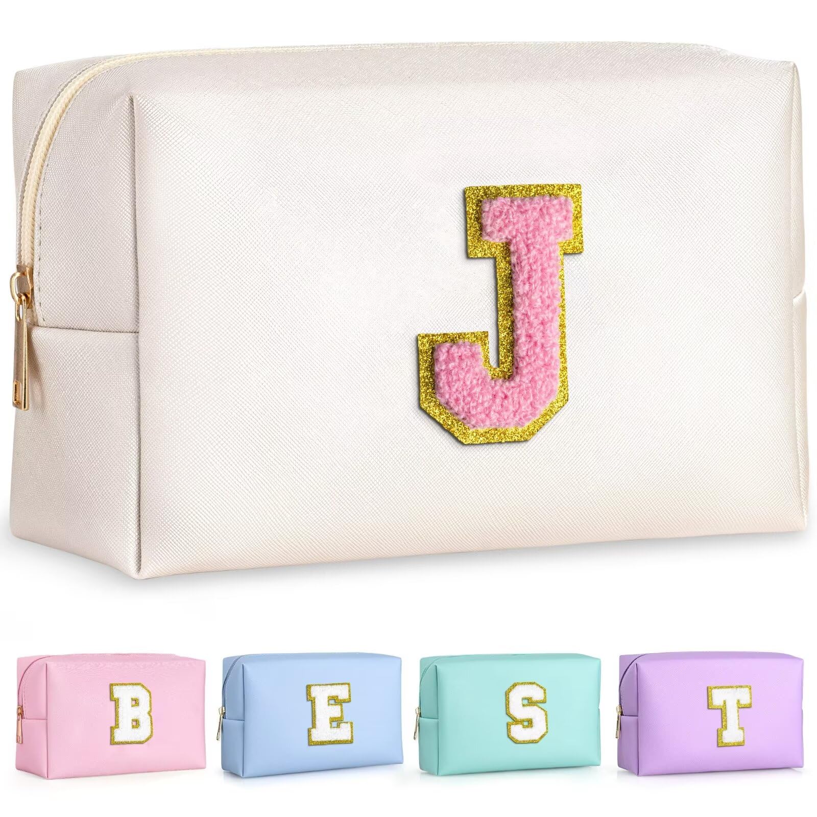 TOPEAST chenille-patch makeup bag emphasizes tactile chenille texture for daily cosmetics.