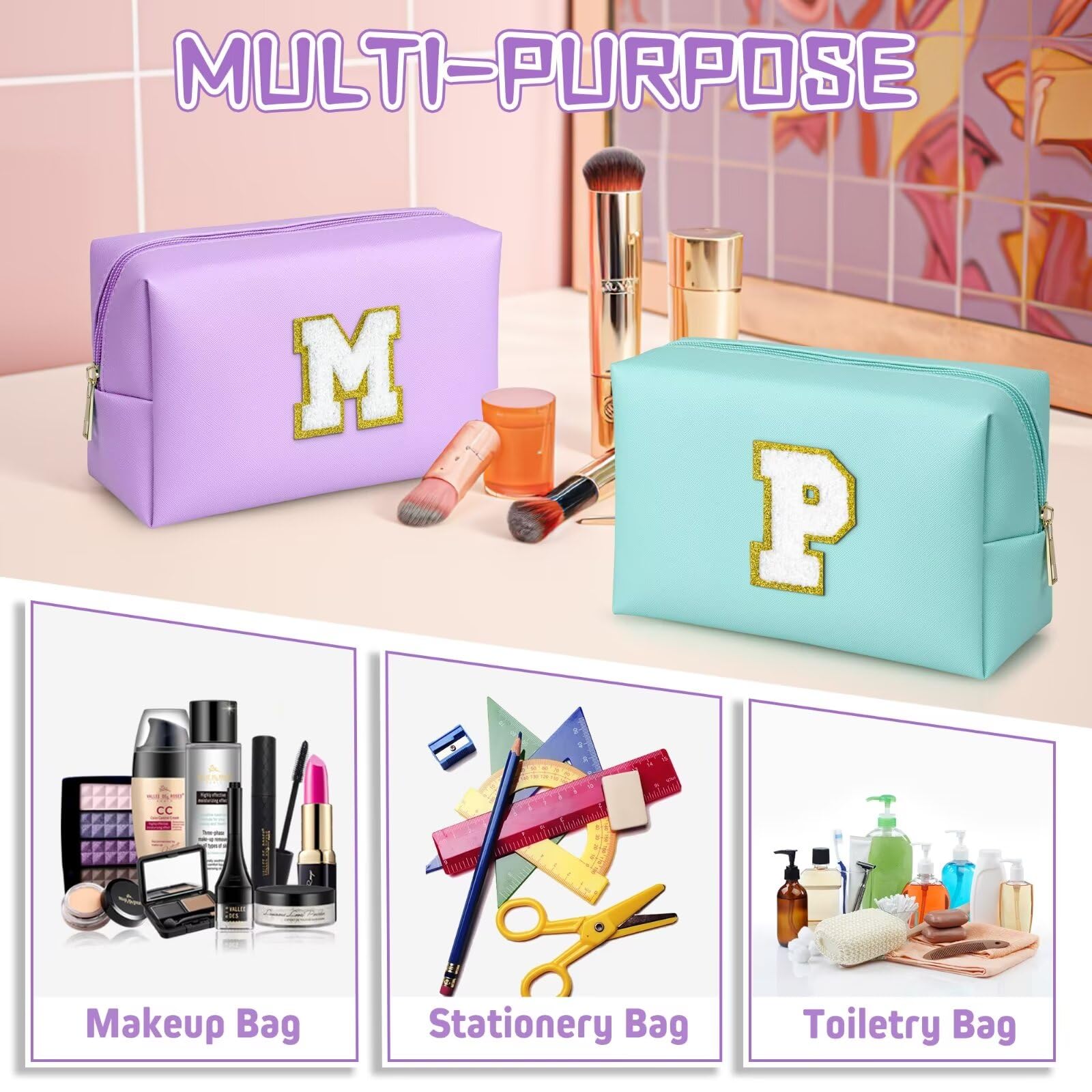 TOPEAST cosmetic travel bag size 8-3in x 3-5in x 4-9in portable tote companion