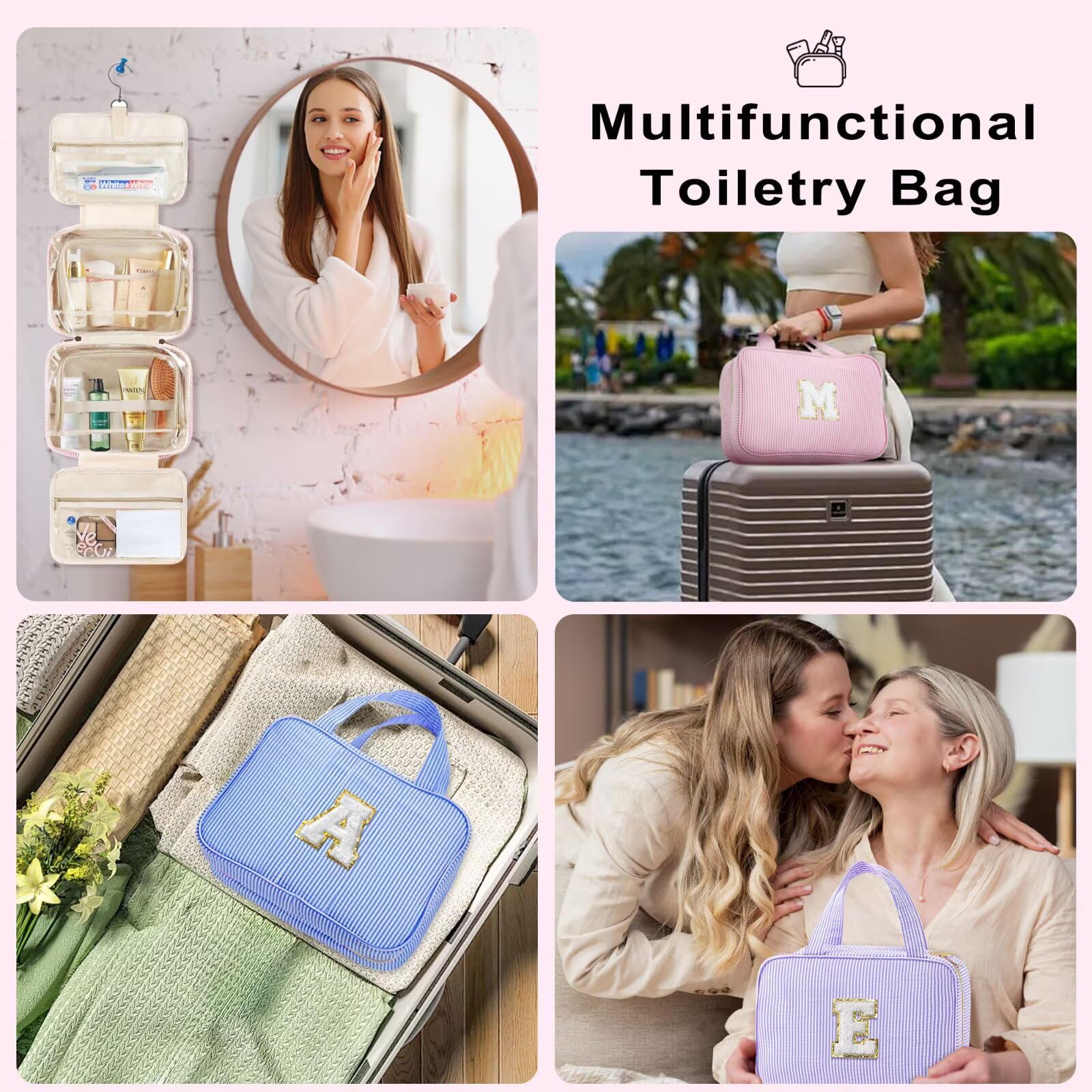 TOPEAST pink travel bag cosmetics organization with feminine style.