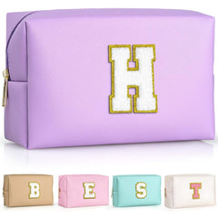TOPEAST Preppy Bag purple front view with compact, travel-ready cosmetics storage.
