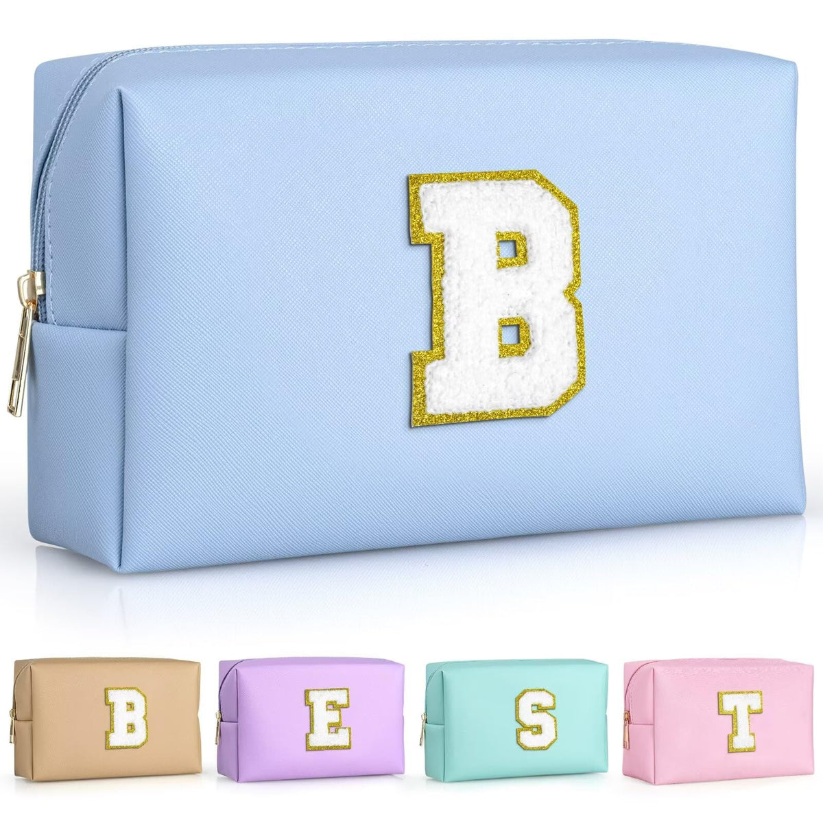 TOPEAST Preppy Patch Makeup Bag with chenille patch for everyday organization