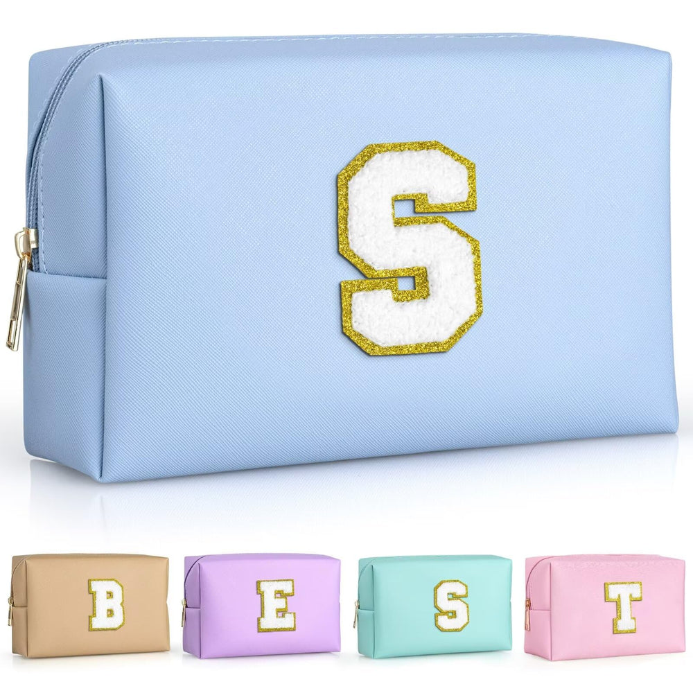 TOPEAST sky blue makeup bag with patch elevates style for teens and gifting