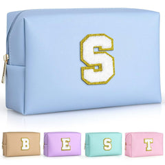 TOPEAST sky blue makeup bag with patch elevates style for teens and gifting