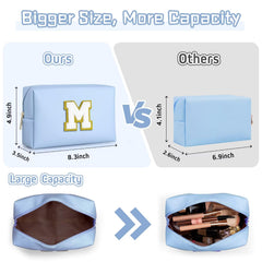 TOPEAST sky blue PU leather makeup bag shows waterproof durability