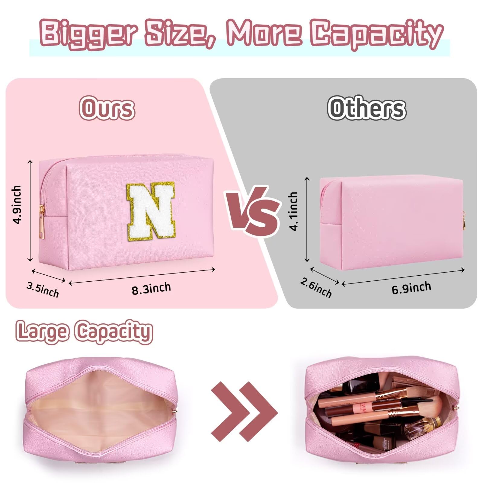 TOPEAST travel cosmetics bag size displays compact dimensions for everyday essentials.