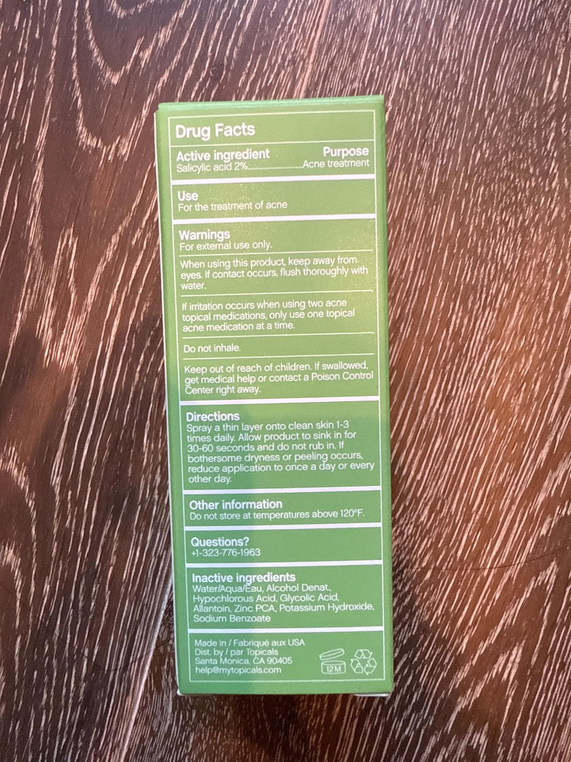 Topicals Clearly Acne Mist packaging highlights vegan and cruelty-free formulation