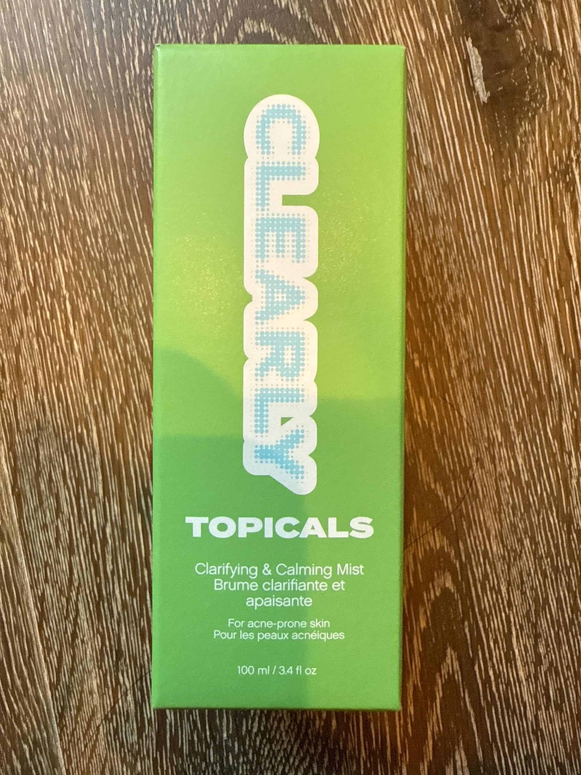 Topicals Clearly Acne Mist spray on face for quick refresh and clarity