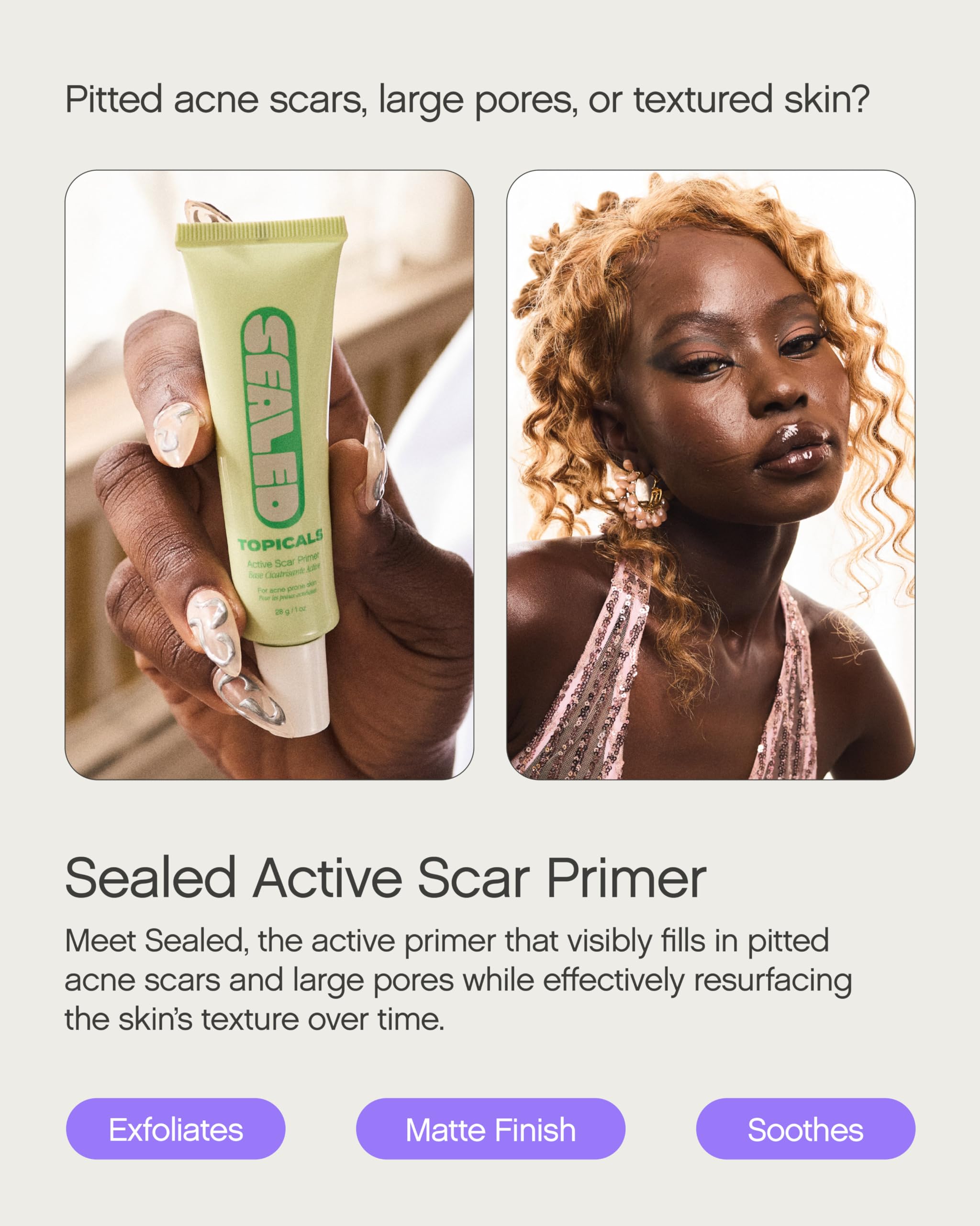 Topicals Sealed primer applied on face showing even texture for makeup-ready skin.