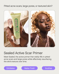 Topicals Sealed primer applied on face showing even texture for makeup-ready skin.