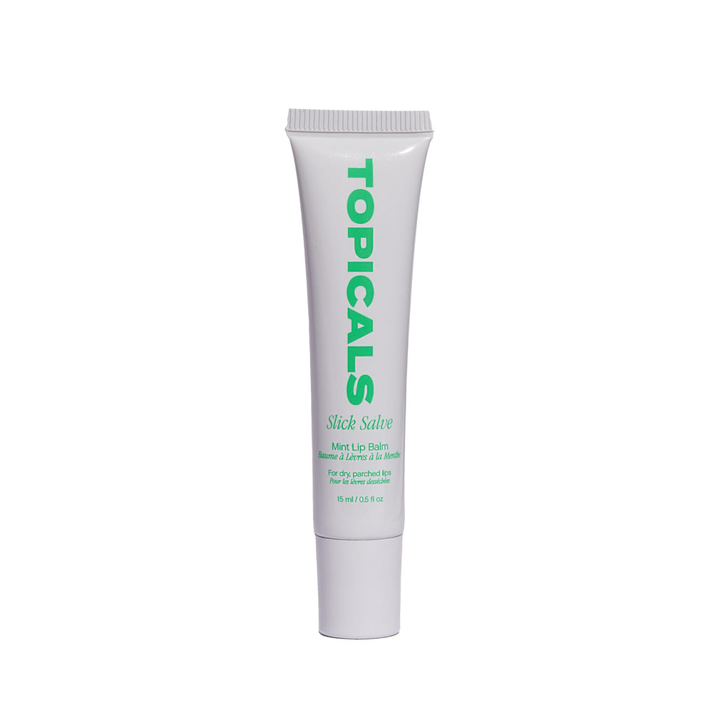Topicals Slick Salve Mint glossy lip balm tube for instant hydration and long-lasting shine.