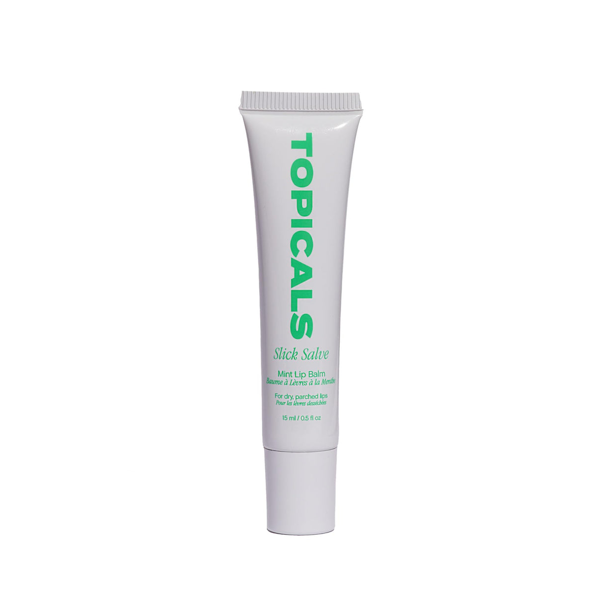 Topicals Slick Salve Mint glossy lip balm tube for instant hydration and long-lasting shine.
