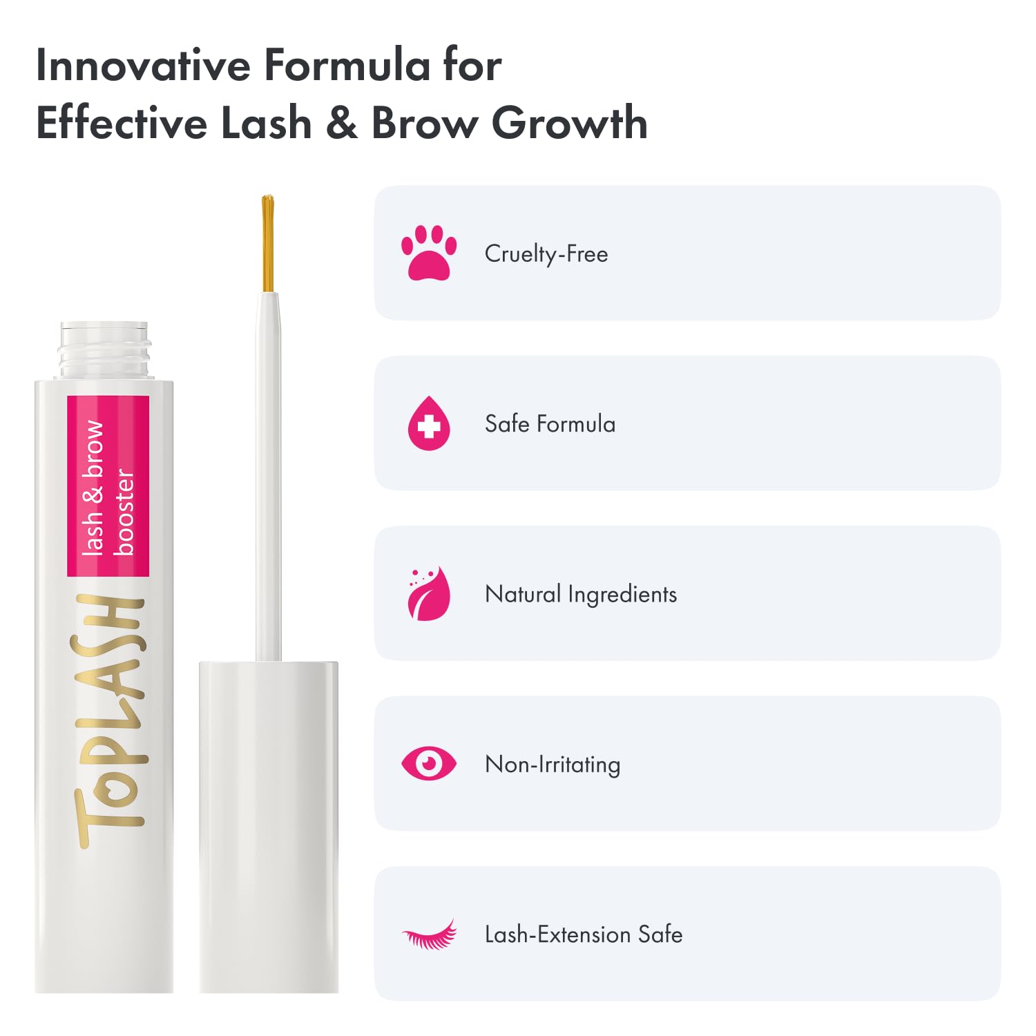 Toplash eyelash growth serum vanity display with mirror suggests daily self-care routine