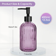 Topsky stripe glass soap dispenser purple 400ml capacity highlighted for daily use.