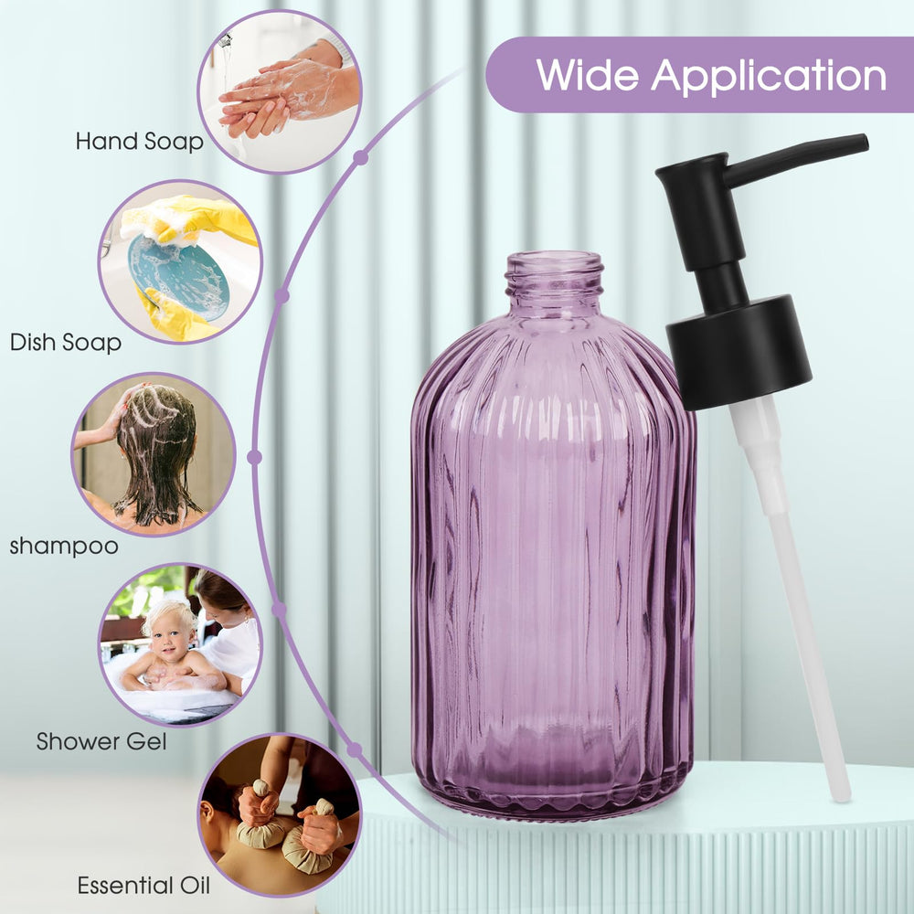 Topsky stripe glass soap dispenser purple gift-ready packaging for gifting occasions.