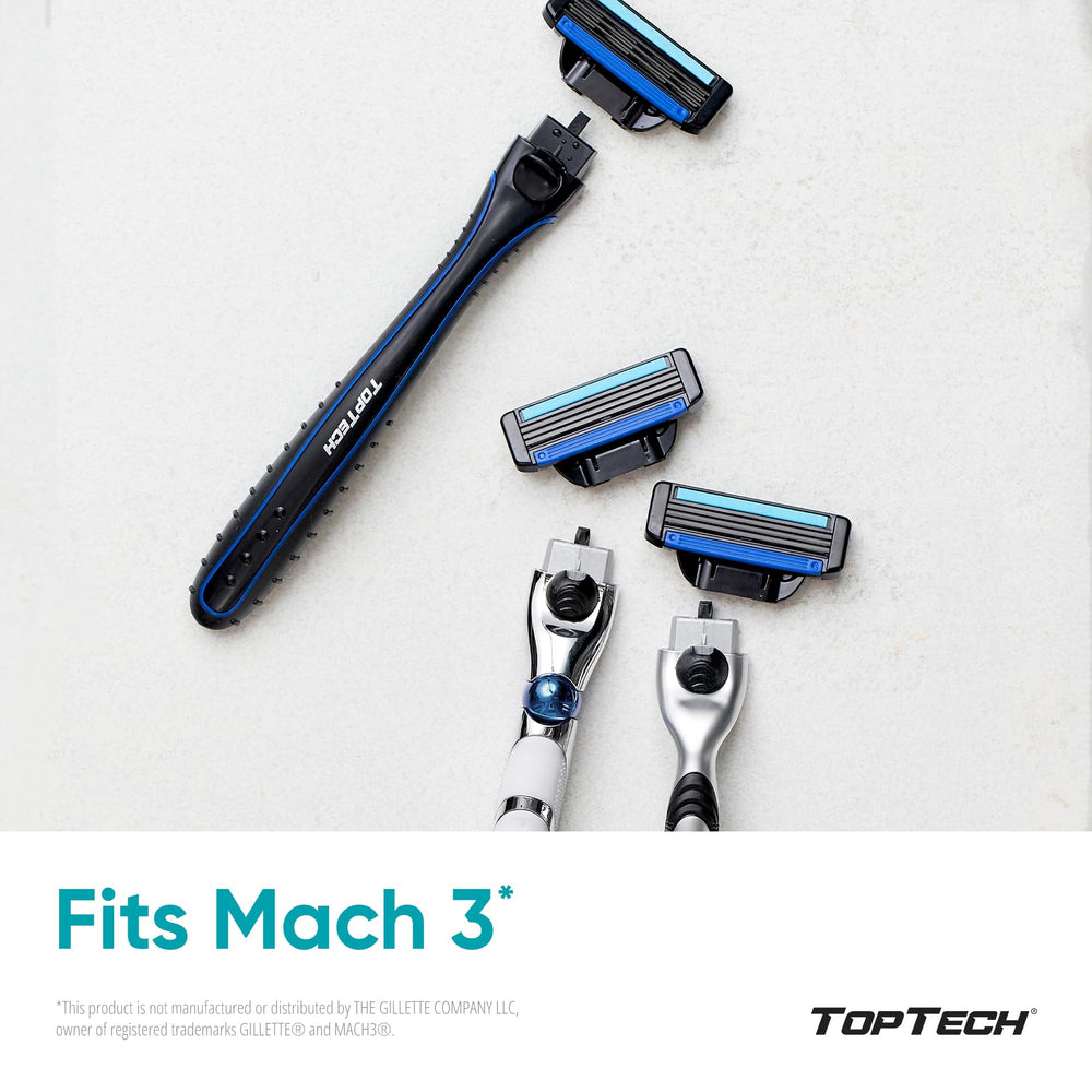 Toptech Razor 3 compatibility Mach3 image demonstrates seamless fit with Mach3 razors.