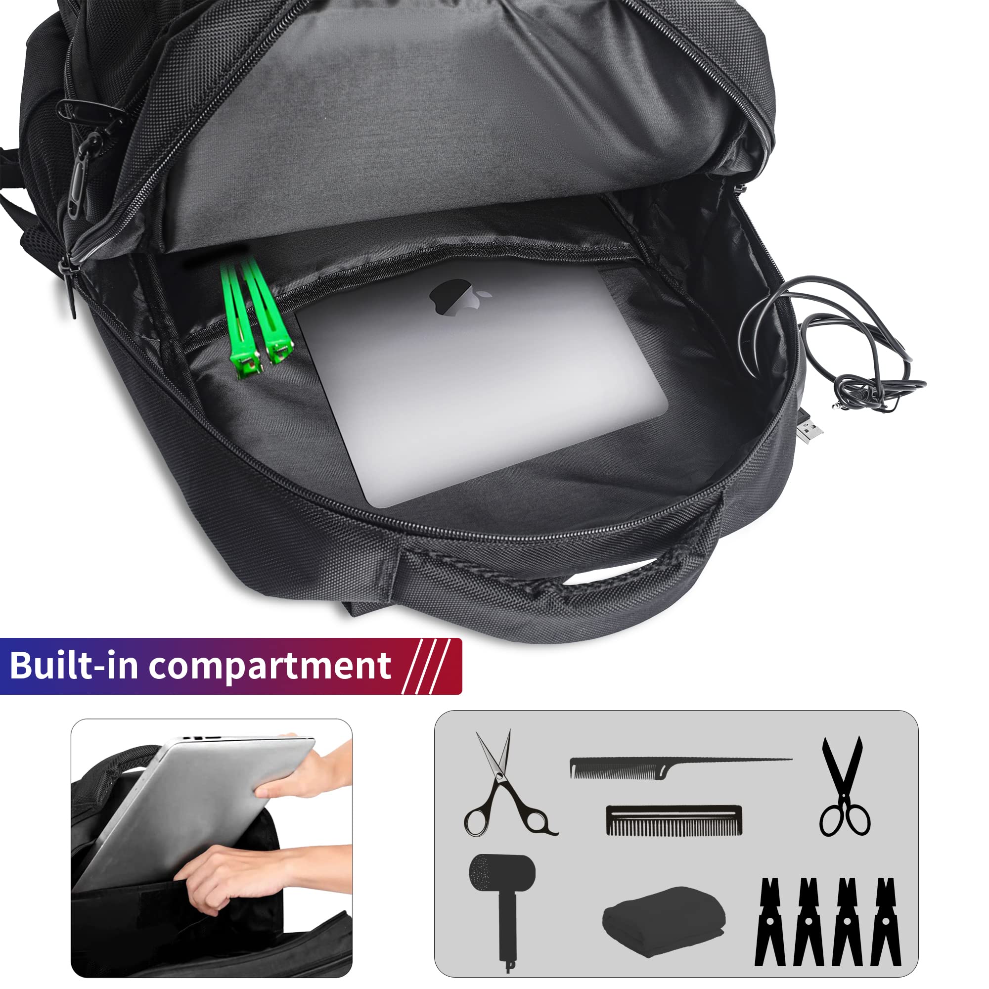 TORIBIO barber bag travel-ready design frees hands during events.
