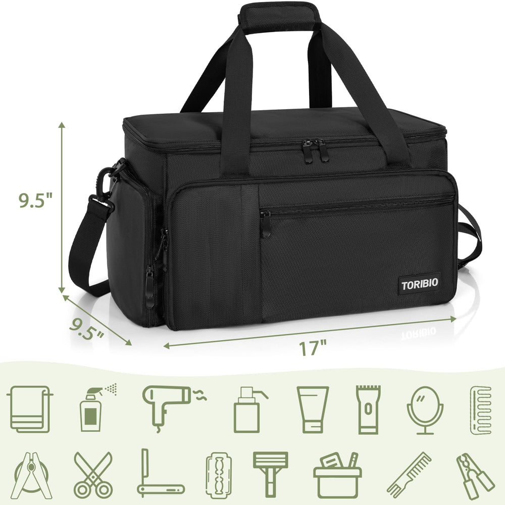 TORIBIO barber bag two-way zipper ensures smooth, quick access