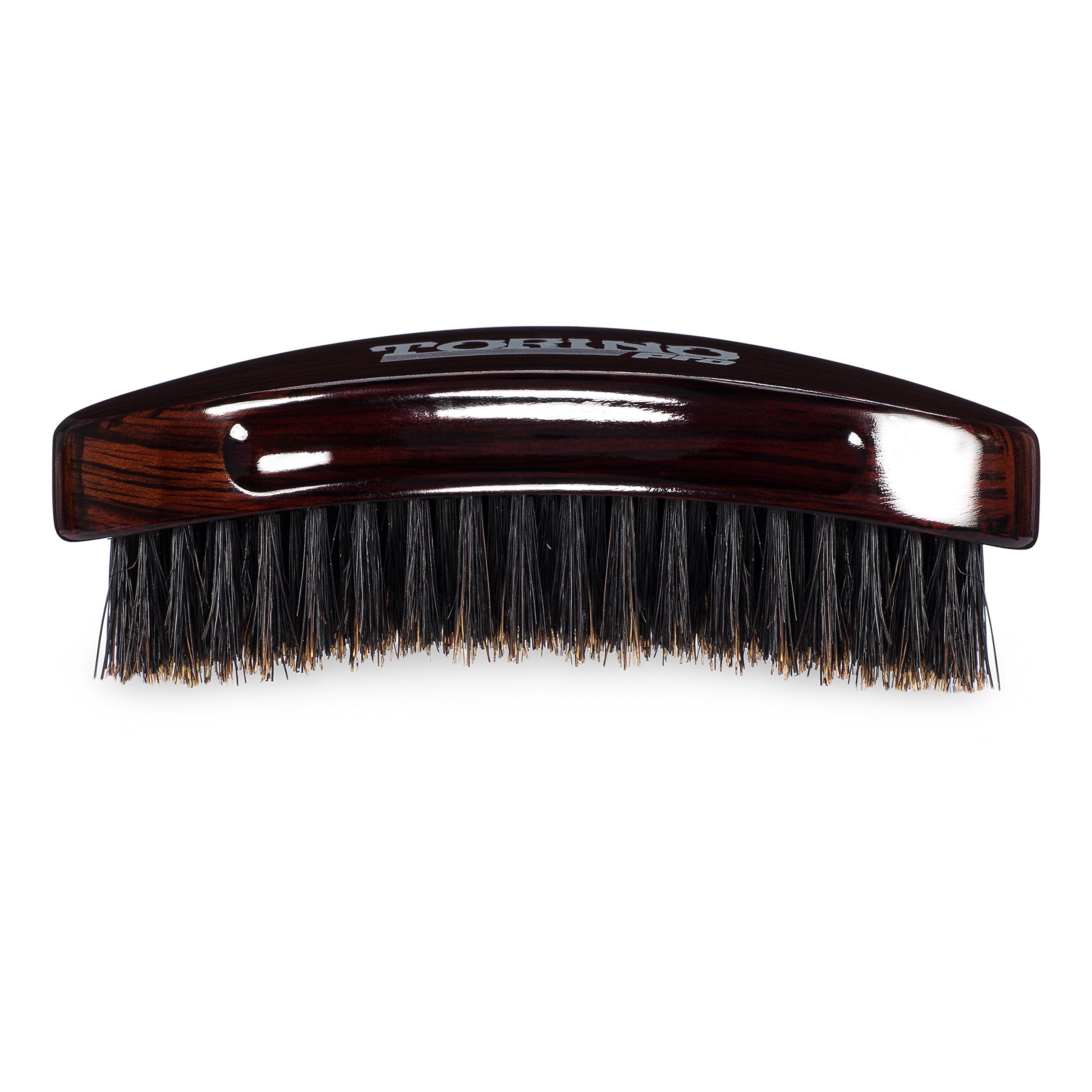 Torino Pro Wave Palm Brush #730 bristle detail shows 100% boar texture for smooth pulling.