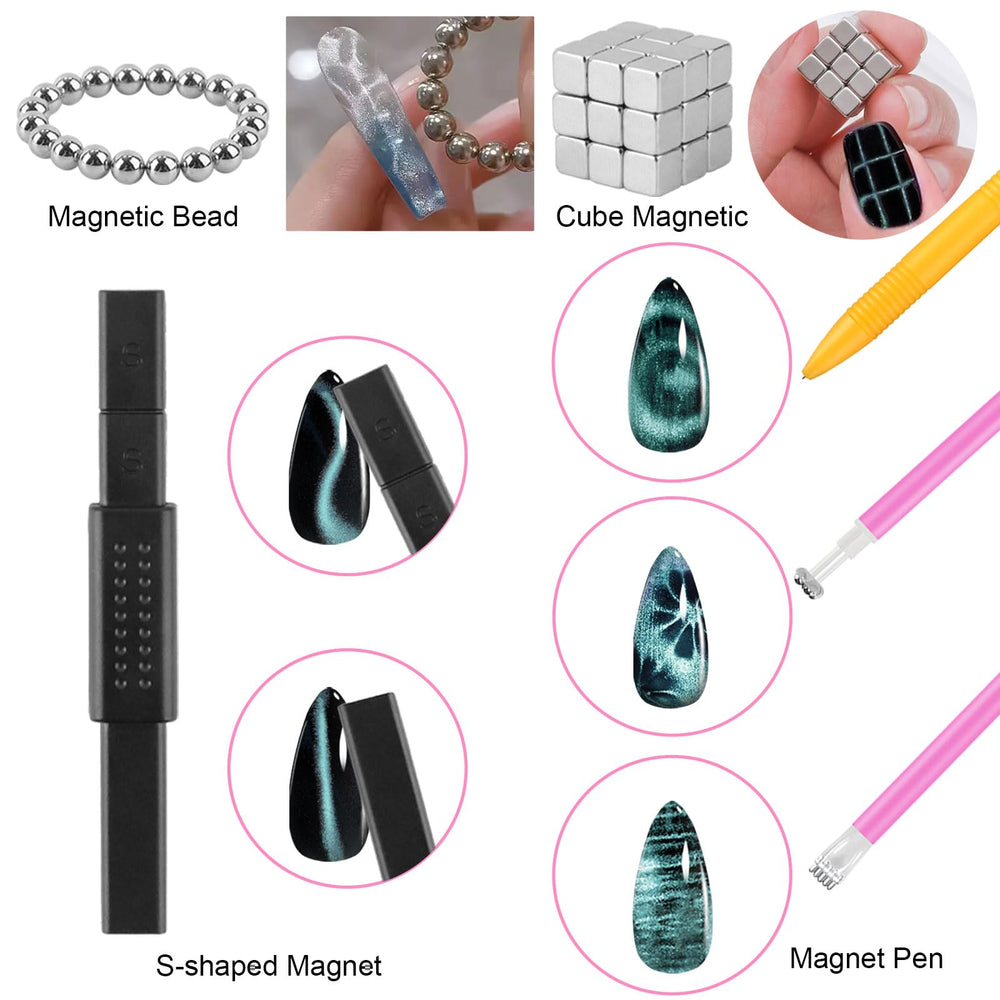 TOROKOM ball magnets closeup with shimmering particles for gel nails