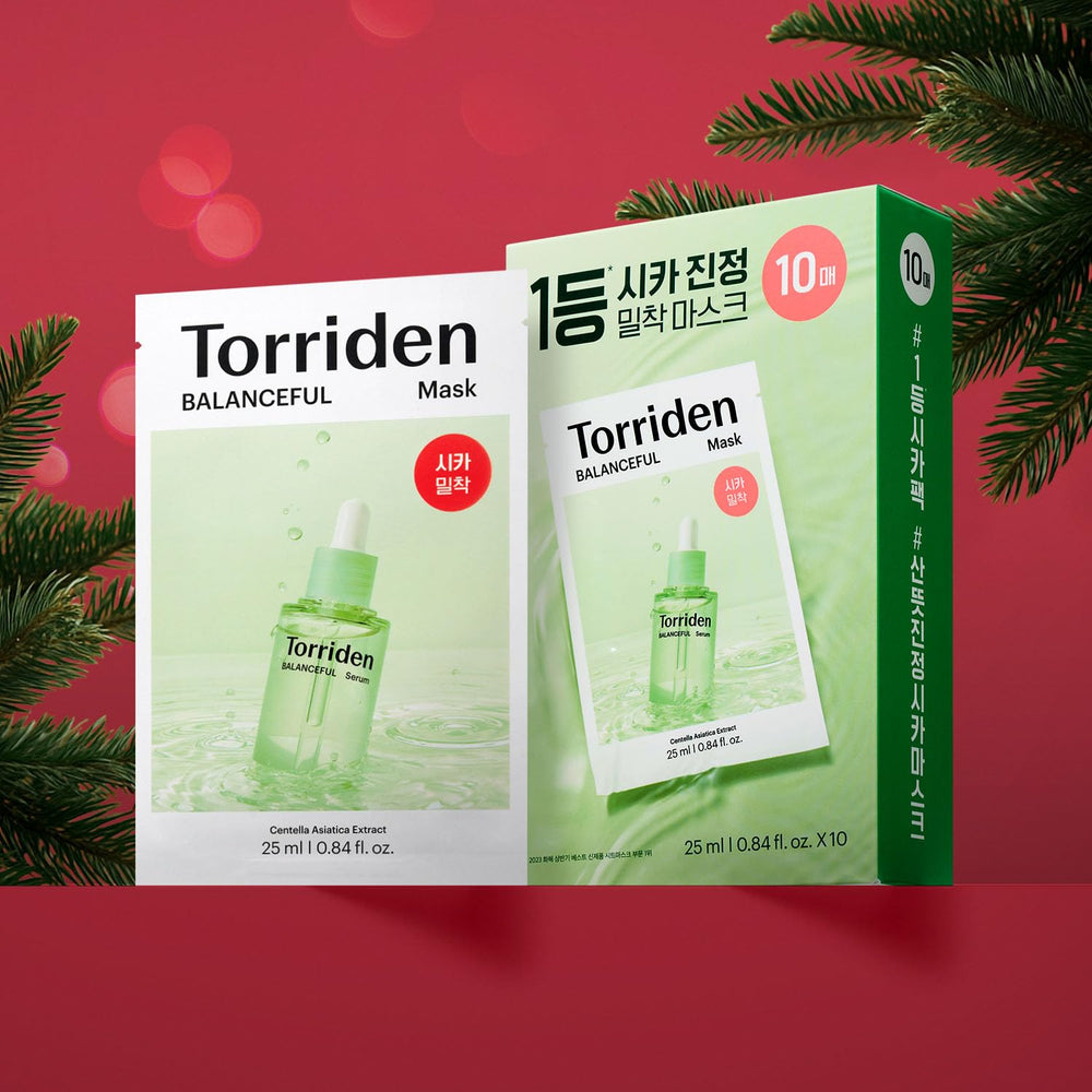 Sustainable packaging for Torriden Balanceful Cica Mask highlights eco friendly design.