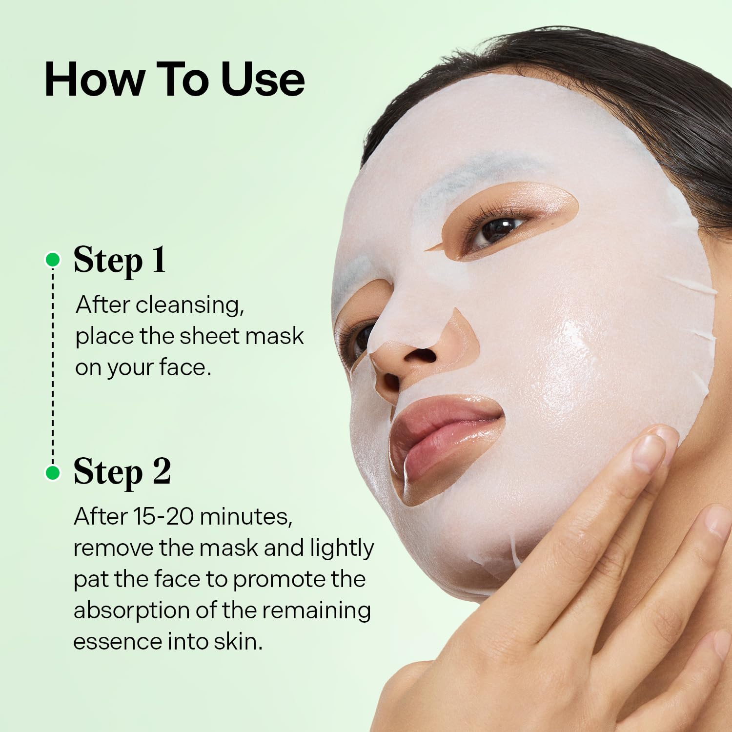 Mask placed on face showing even essence delivery and adherence.