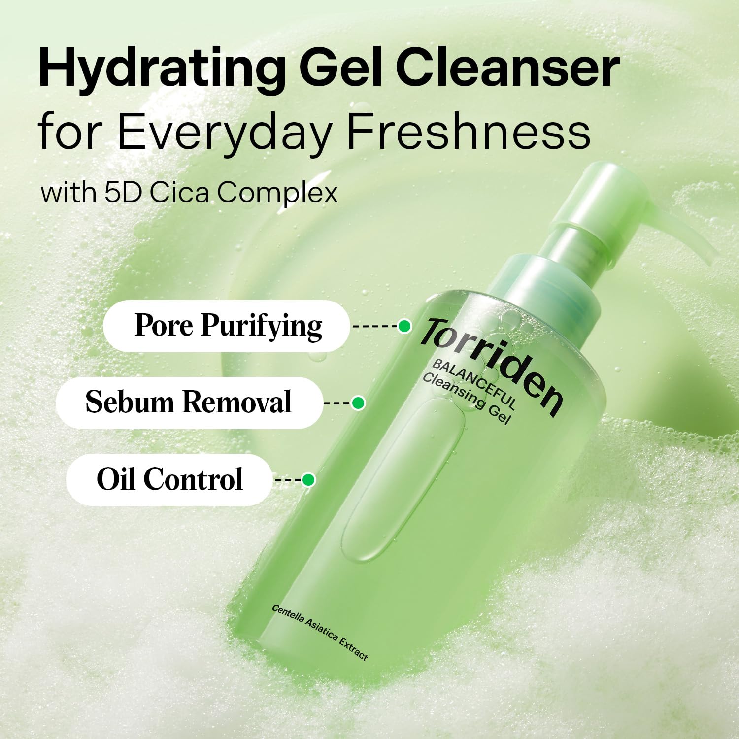 Torriden Balanceful cleansing gel foam demonstrates soothing lather for sensitive skin
