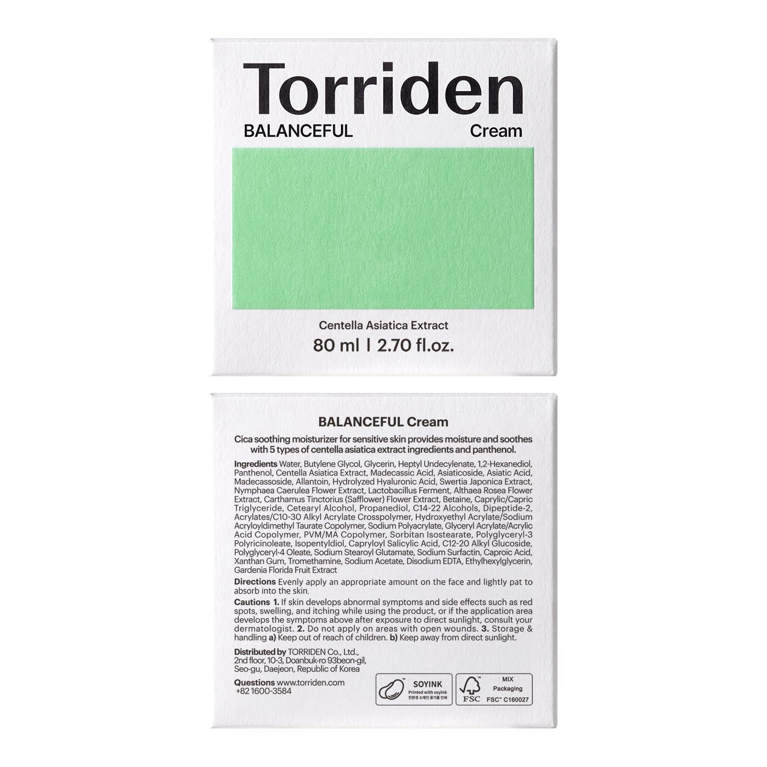 Torriden Balanceful Cream eco-packaging shot reinforces vegan, recycled materials commitment.