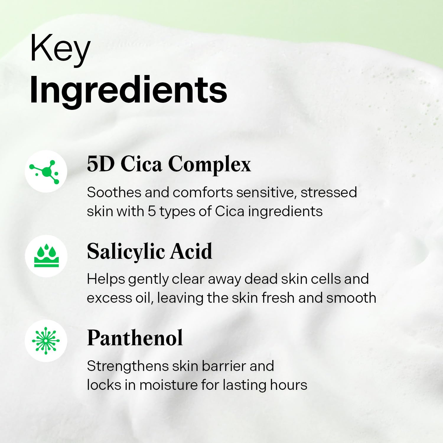 Torriden Balanceful Foam 5D Cica illustrates soothing complex for sensitive skin routines.