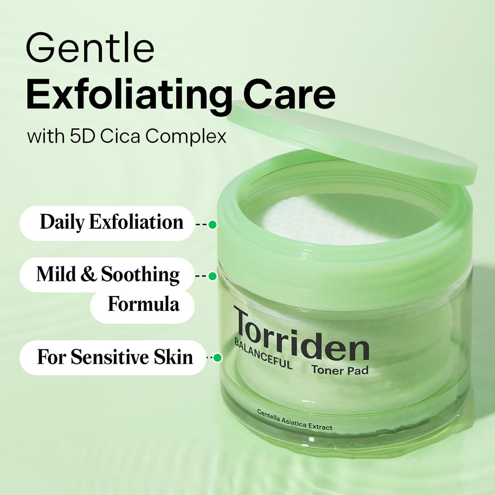 Close-up of Torriden BALANCEFUL pads ready for gentle face application