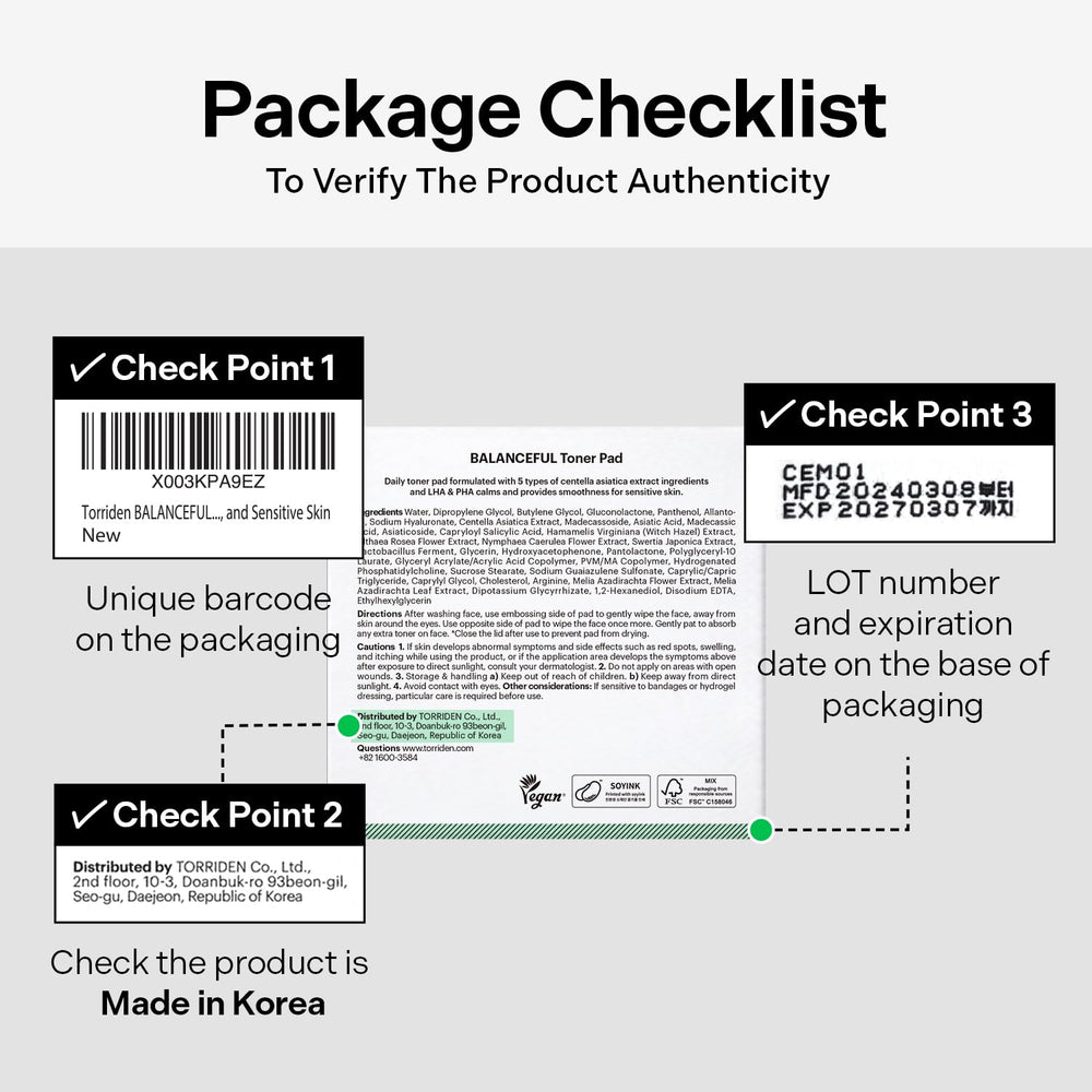 Vegan clean beauty badge on Torriden BALANCEFUL packaging