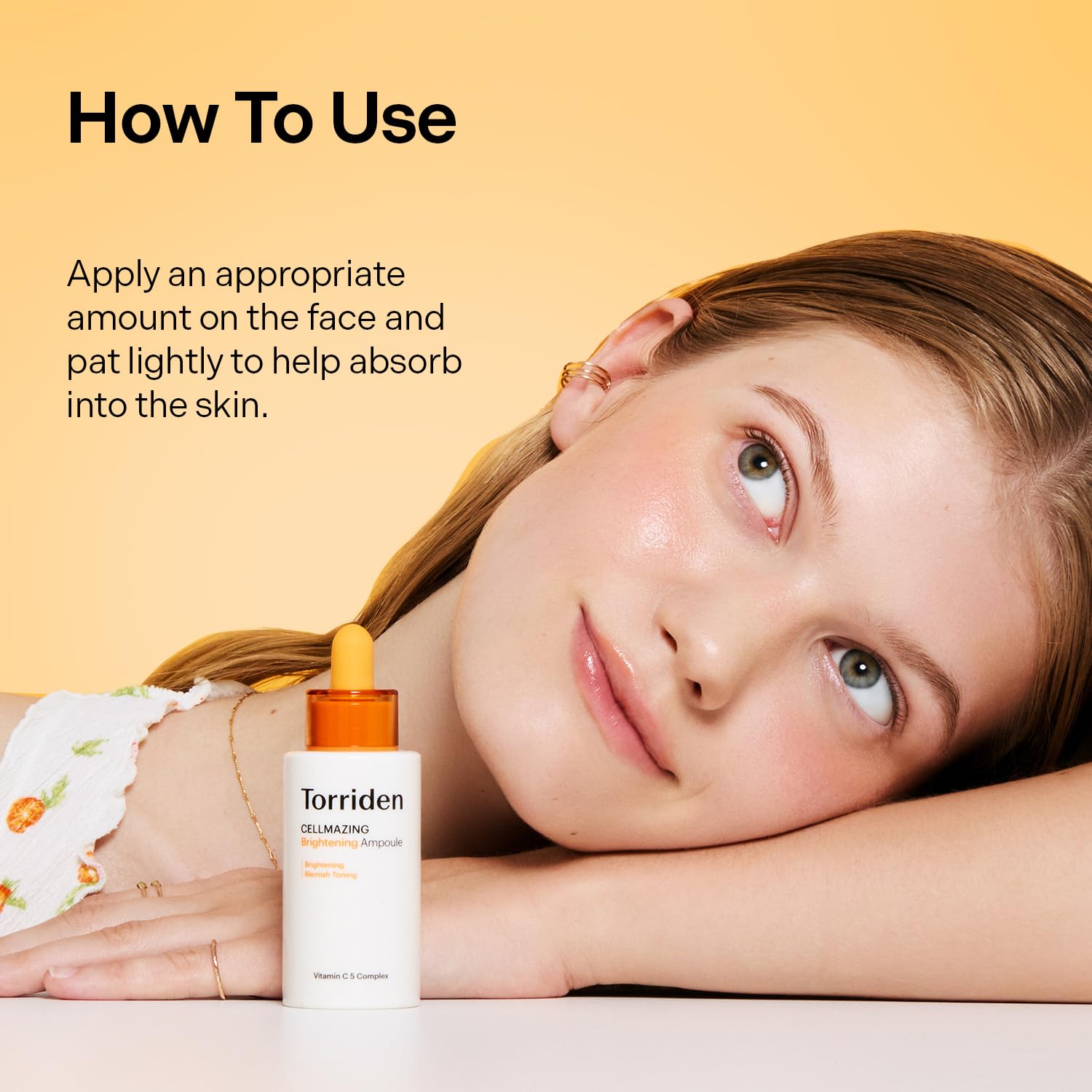 Torriden CELLMAZING application shot shows quick-absorbing serum on skin.