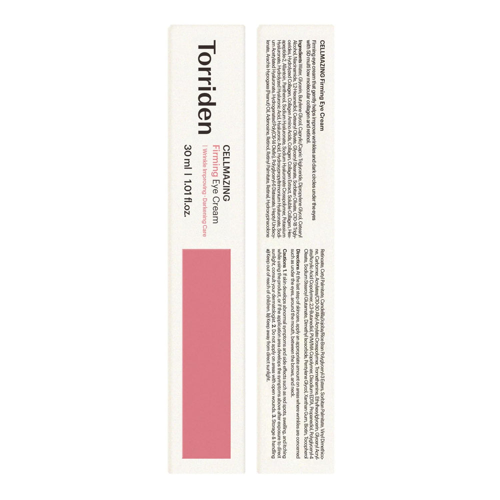 Torriden CELLMAZING sustainability labels on bottle reflect recycled materials and responsible packaging.