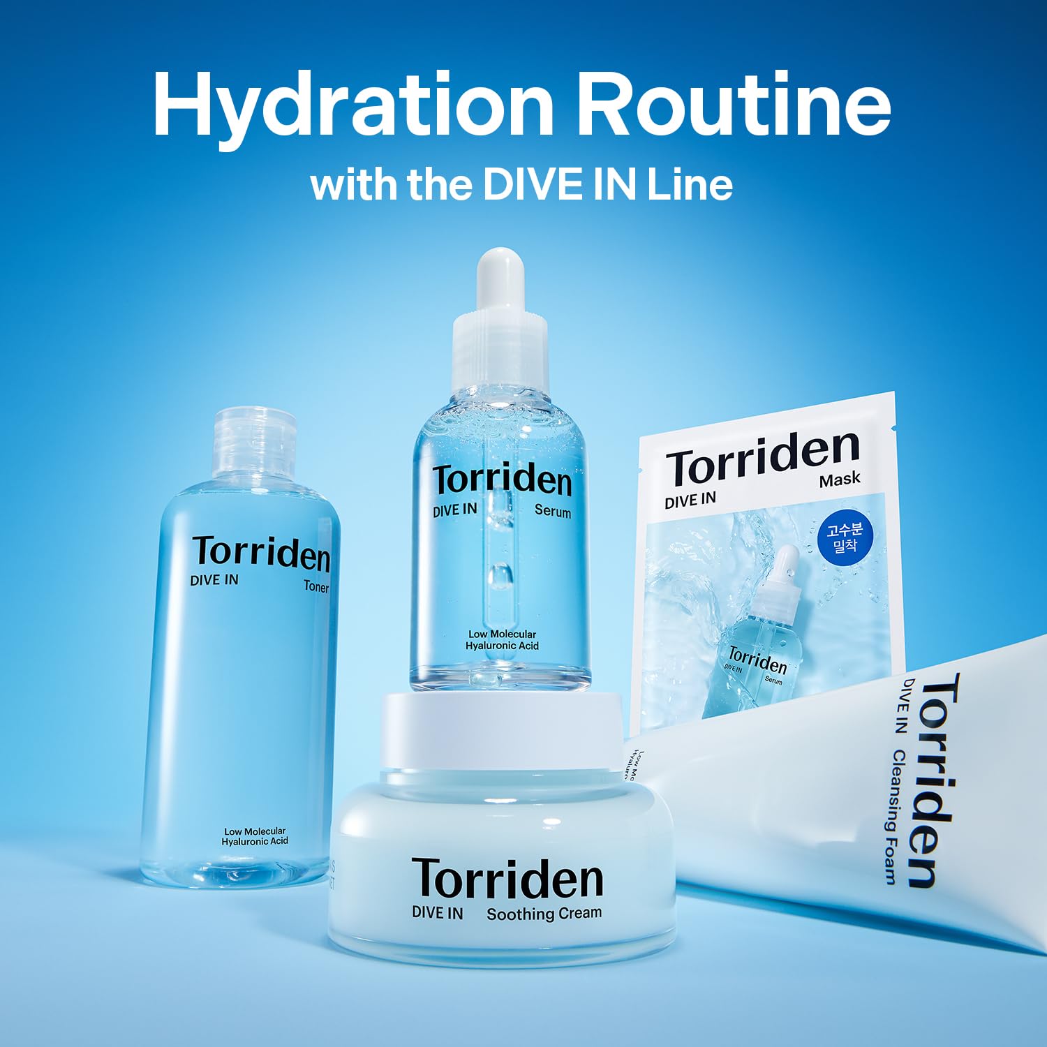 Torriden DIVE IN routine image showing refreshingly clean skin feel