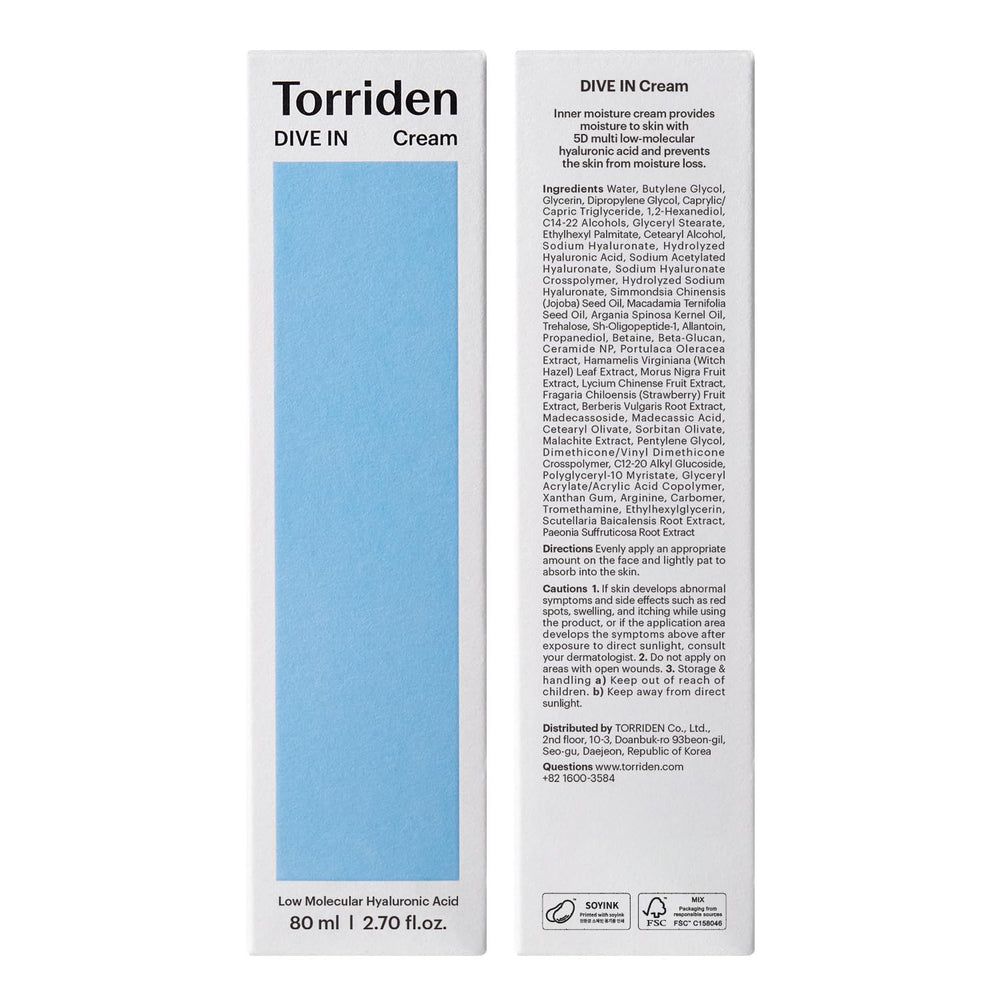 Torriden DIVE IN Cream packaging alongside recycled materials.