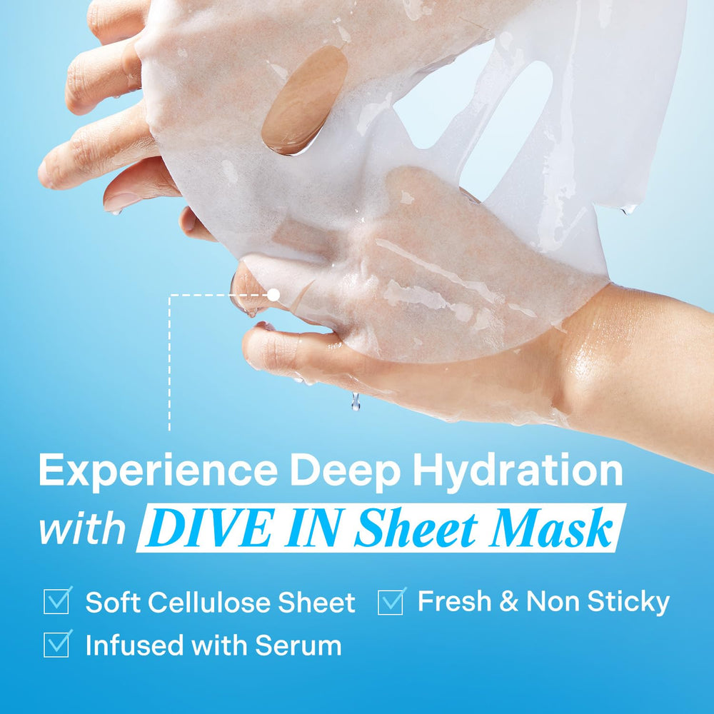 Torriden DIVE IN Hyaluronic Mask Sheets provide long-lasting moisture without greasiness