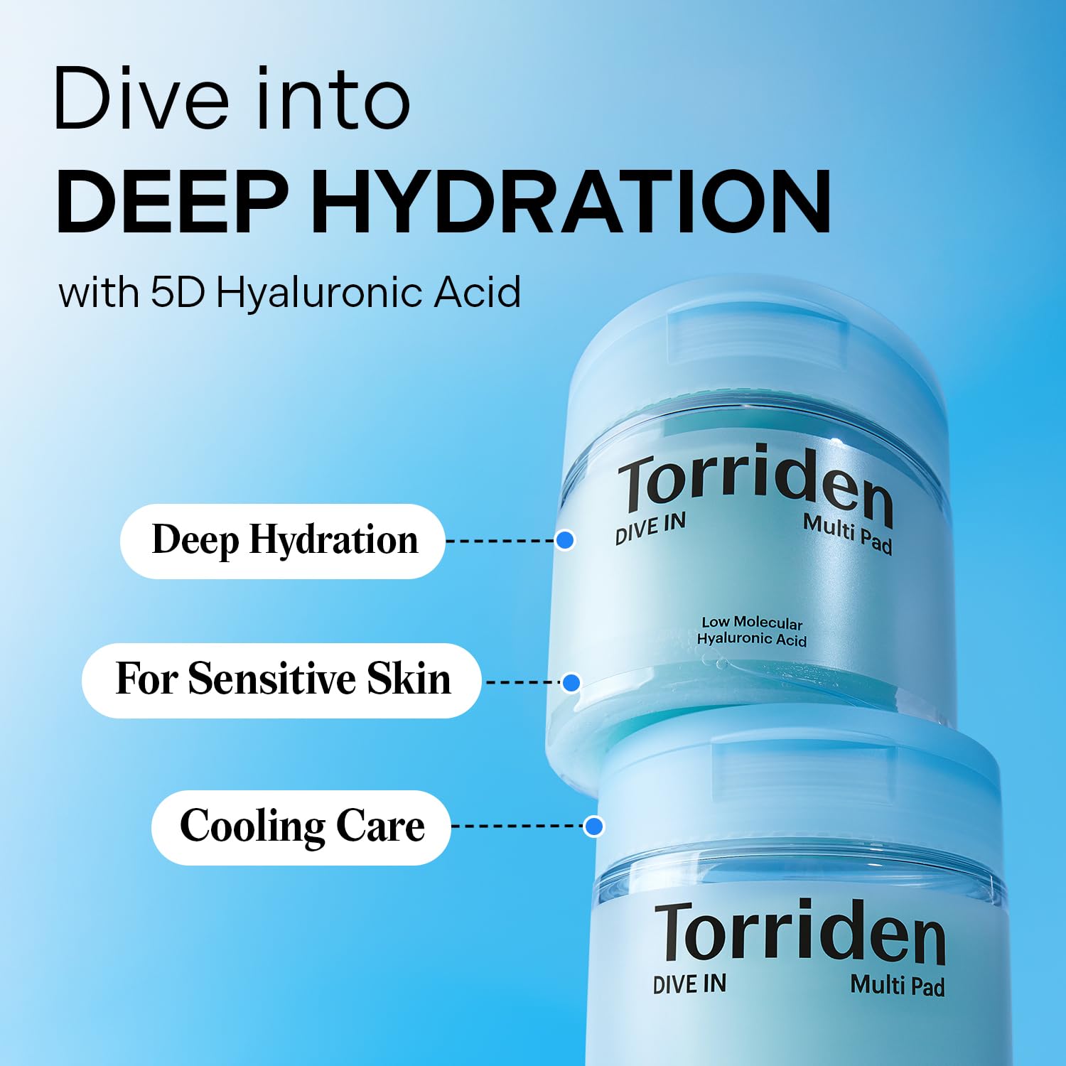 Torriden DIVE IN application scene illustrates soothing, refreshing routine.